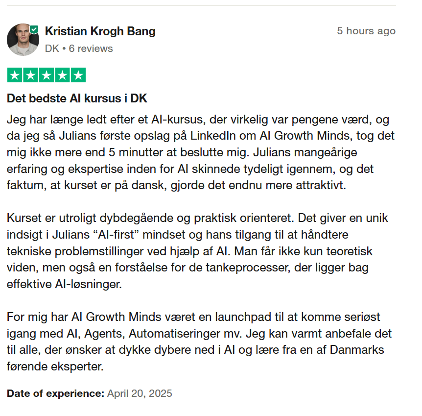 Bedste AI Kursus DK: Dybdegående & Praktisk - Kristian Krogh Bang Review